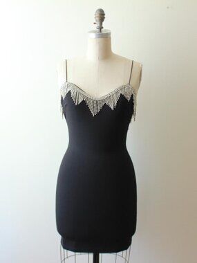 princess polly black rhinestone beaded bodycon dress